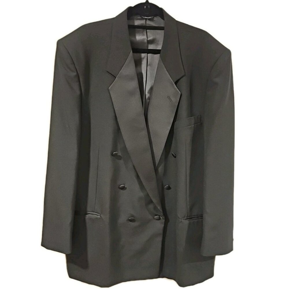 Neil Allyn Tuxedo Jacket Men 42R Black Wool Dinner Suit Coat Satin Lapel Formal